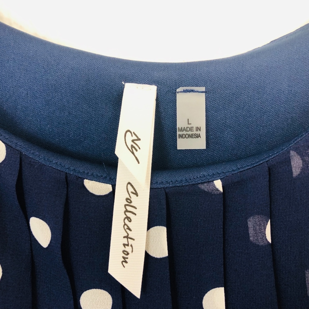 [NY Collection] Polka Dot Popover Pleated Dress - Picture 4 of 7